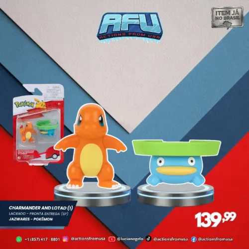 Charmander e Lotad Figura de batalha Pokémon 2 pack Jazwares