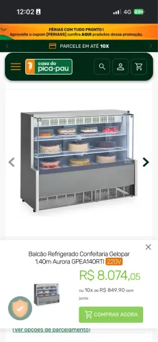 Balcão refrigerado gelopar 1,40m