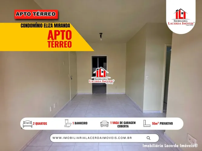 Residencial Eliza Miranda, Apartamento com 2 quartos no térreo, 55m² privativo