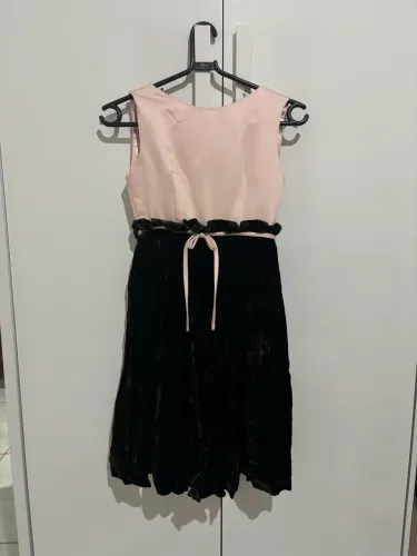 vestido elegante rosa com marrom infantil
