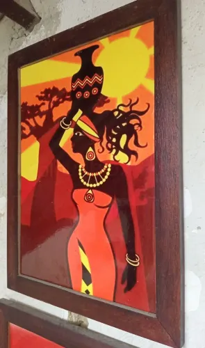 Quadro africana de Azulejo com moldura 