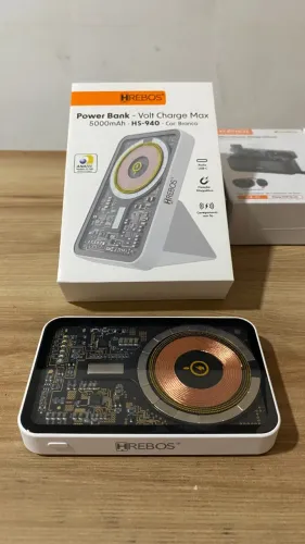 Power Bank Hrebos - Carregamento por Indução e USB-C 20W