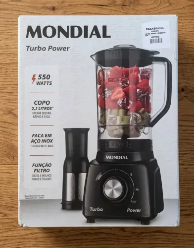 Liquidificador Mondial Turbo Power L-99 FB Copo San Cristal 3 Velocidades 550W Preto