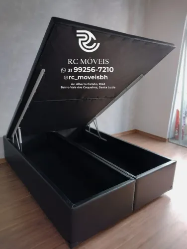 Conjunto cama box Baú Super King 1.93x2.03 Bipartido Blindado com Pistão a Gás | Qualidade
