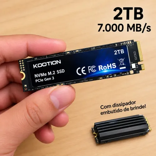 NVME KOOTION 2TB PREMIUM 7.000MB/S + DISSIPADOR BRINDE! ?