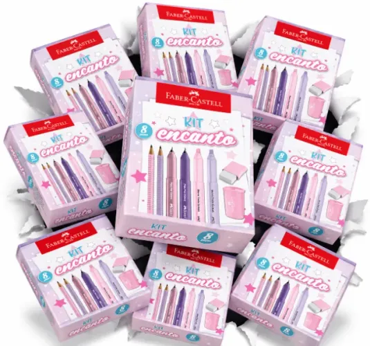 Kit 9 Kit Encanto Faber-Castell Rosa e Roxo Pastel | Edição Limitada