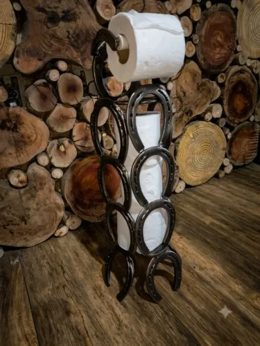 Suporte papel higiênico feito em ferraduras artesanal