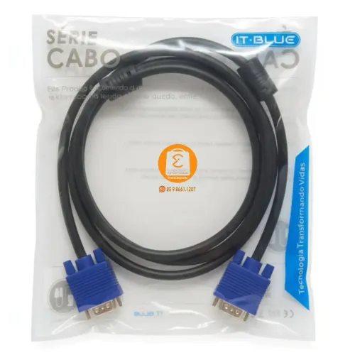 Cabo VGA x VGA de 1,8m para PC, Computador, Notebook, TV etc