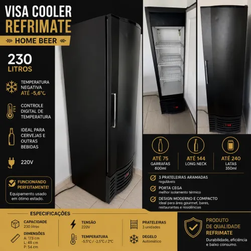 Visa Cooler Refrimate 230L Home Beer Cervejeira VCSHB230S 220V