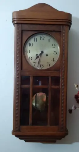 Relógio Antigo de Parede Junghans Original - Alemão, de corda com pêndulo