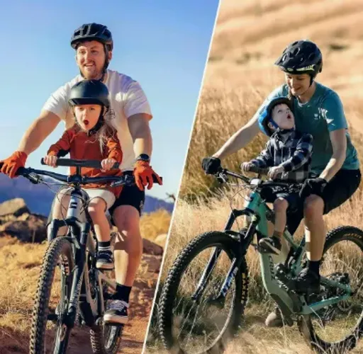 Cadeirinha infantil de bicicleta com Banco + Guidão + Apoio para os pés
