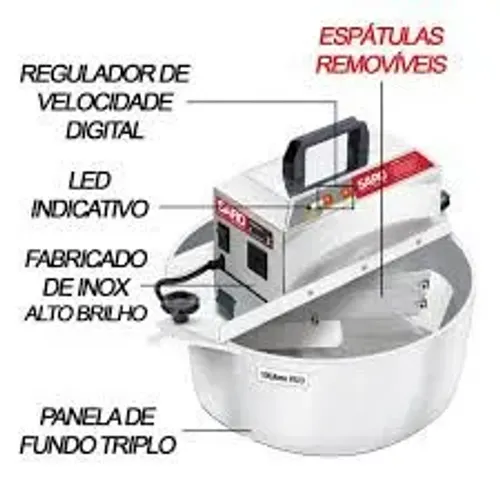 Saro Panela Mexedora Profissional de Doces e Salgados 10 Litros PA10 Bivolt 
