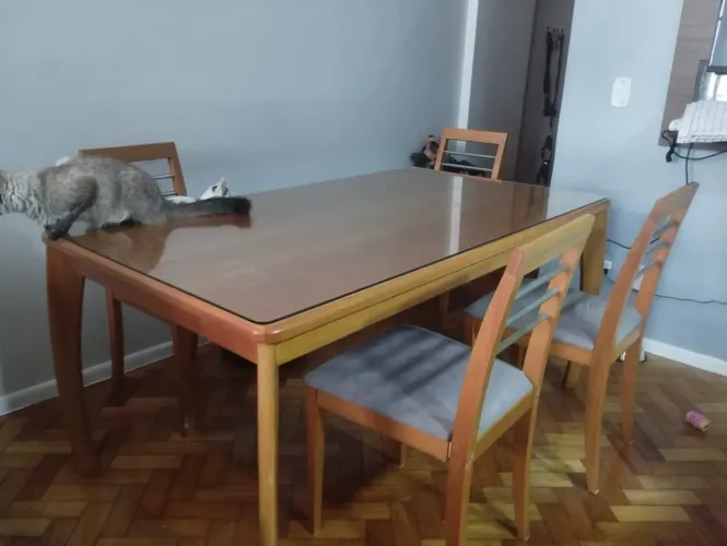 Mesa de Madeira Maciça 6 Lugares + 4 cadeiras