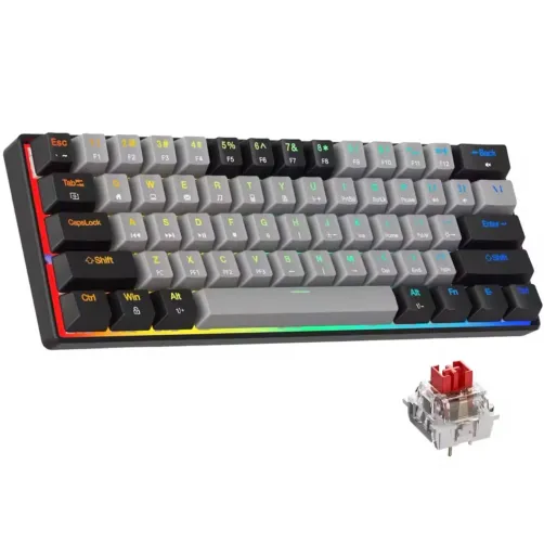 TECLADO MECÂNICO HUO JI 60% RGB SWITCH RED - PRODUTO NOVO LACRADO