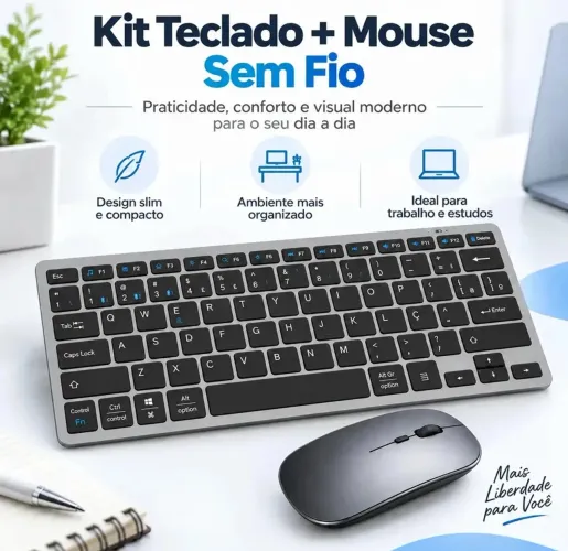 Teclado e mouse alfa gold via Bluetooth