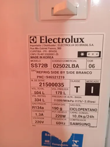 Geladeira side by side Eletrolux 501 lts