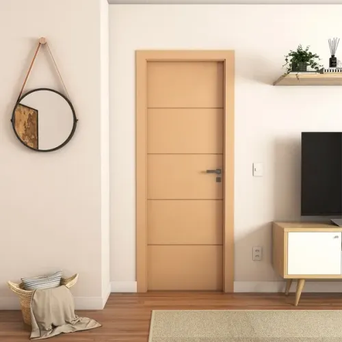Folha de Porta Madeira de Giro ou Correr Curupixá 210x80cm Sarrafeada Decorada Artens