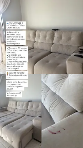 ? Sofá Retrátil e Reclinável 2,5 Lugares - R$ 900
