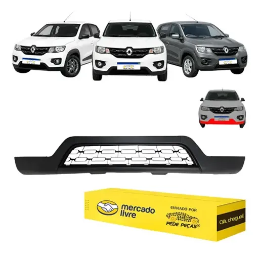 Spoiler Dianteiro Renault Kwid 2017 2018 2019 2020 2021 2022 Preto