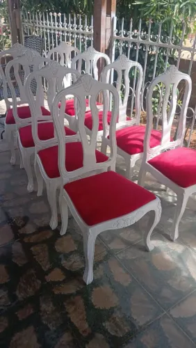 Cadeiras de madeira estofados novos de veludo 
