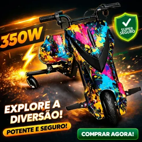 Triciclo Elétrico Drift Motorizado 350w 8" Adulto/Infantil 120kg