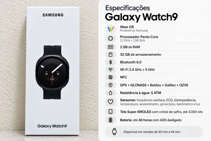 Galaxy watch 9 versão BT 44mm lançamento 1.600$ pra vender logo