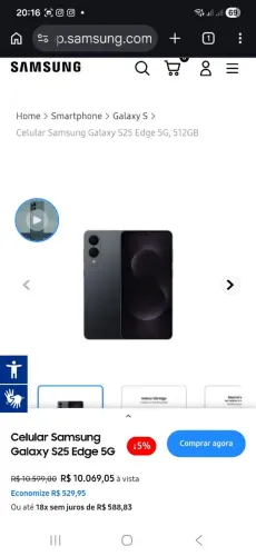 S25 EDGE 512gb 12gb RAM em Titanium lacrado novo na caixa