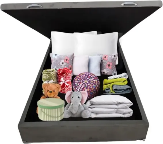 Cama Base Box Baú Viúva Cinza Chumbo