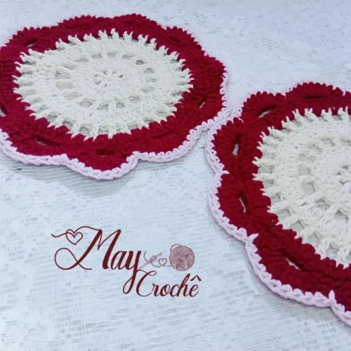 Kit de sousplat em crochê 6 peças