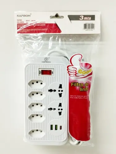 Proteja Seus Dispositivos C/ Filtro De Linha Usb 3 Metros Branco