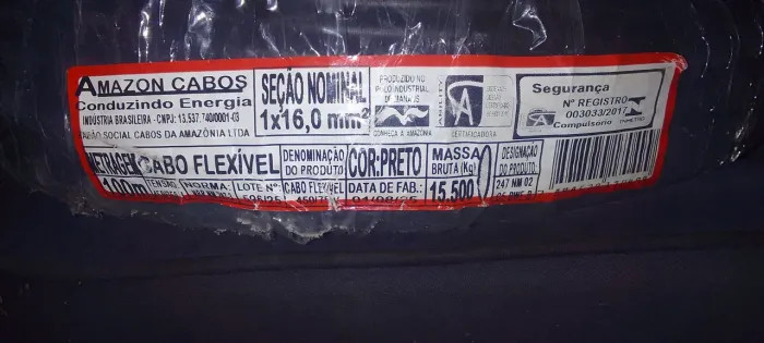 CABO ELETRICO 16 MILIMETROS