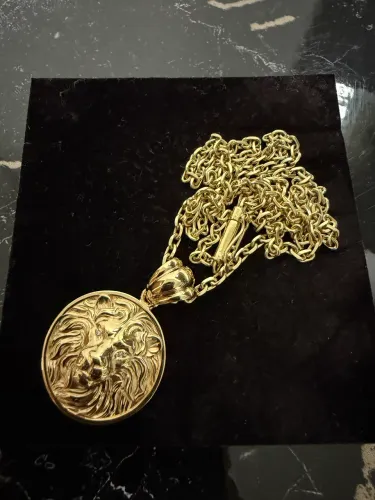 Corrente ouro 18k + pingente leão 18k
