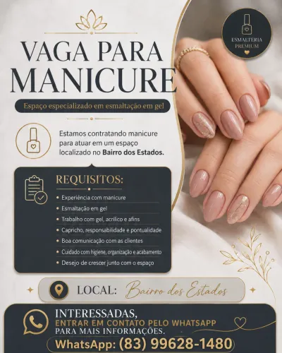 Vaga para manicure 
