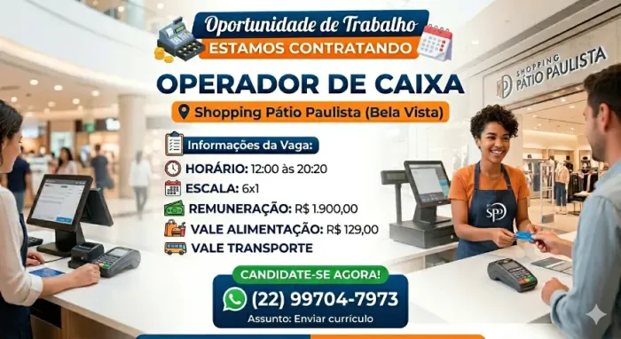 VAGA ABERTA - Operador de Caixa