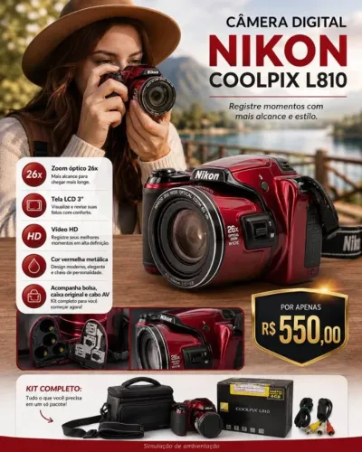 CÂMERA DIGITAL NIKON COOLPIX L810 - COMPLETA | C022