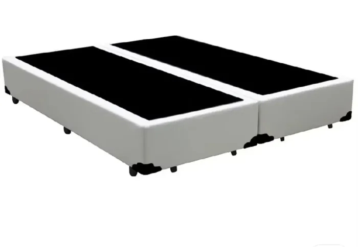 Cama box blindado king size bipartido sintético branco 40x193x203