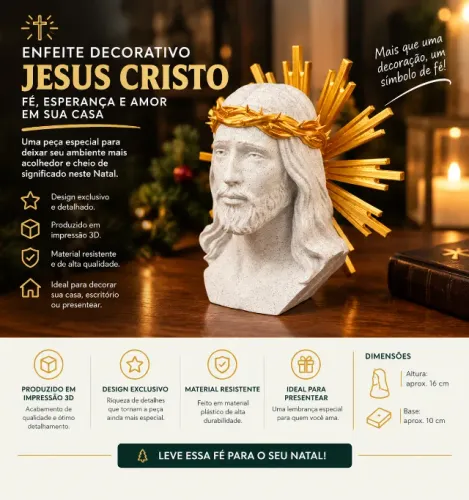 Enfeite Decorativo Jesus Cristo em Impressão 3D