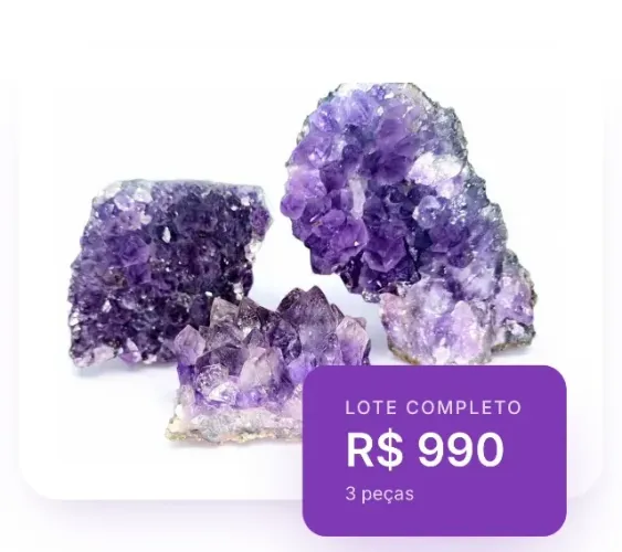 LOTE 3 DRUSAS DE AMETISTA NATURAL - 3,6 KG - R$ 990