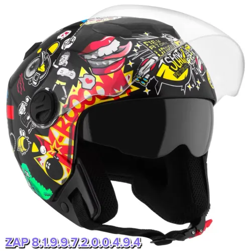 Capacete New Atômic aberto com óculos interno ProTork