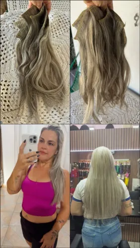 Mega hair loiro mesclado brasileiro