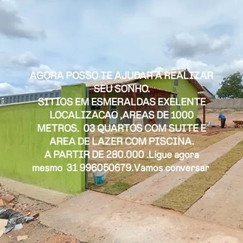 SITIO EM ESMERALDAS 1.000MTS suíte e piscina