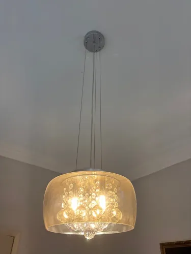 Lustre pendente 3 lâmpadas, cúpula Âmbar