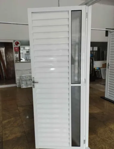 Portas de alumínio BRANCO com vidro lateral 80cm - Super promoção