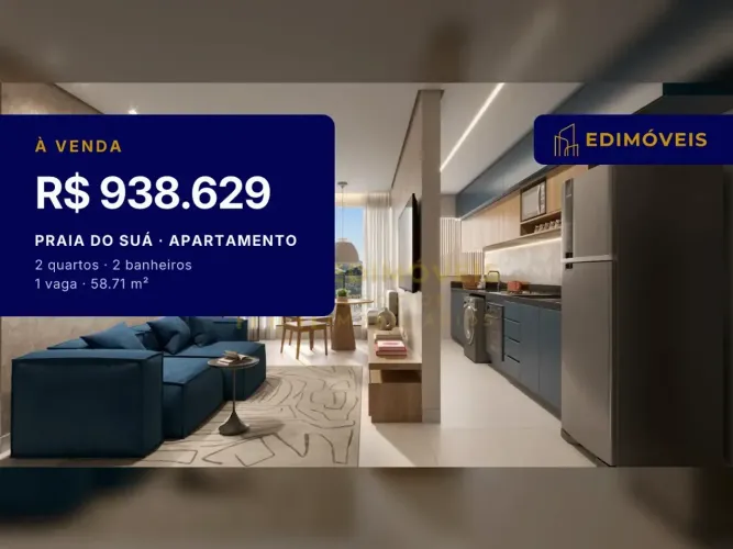 Praia do Suá: Apartamento 2 quartos em condomínio com lazer no rooftop