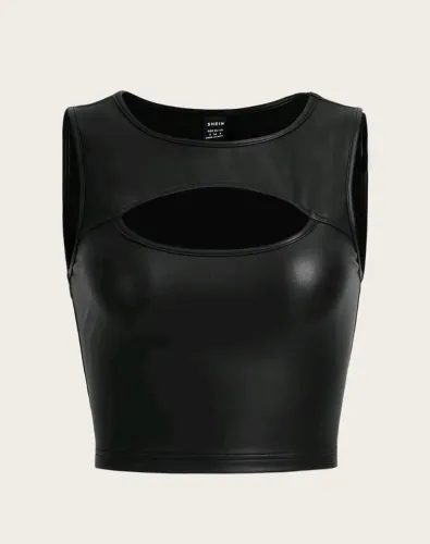 Blusa couro fake