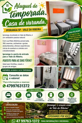 CASA DE ALUGUEL DE TEMPORADA IPORANGA SP.