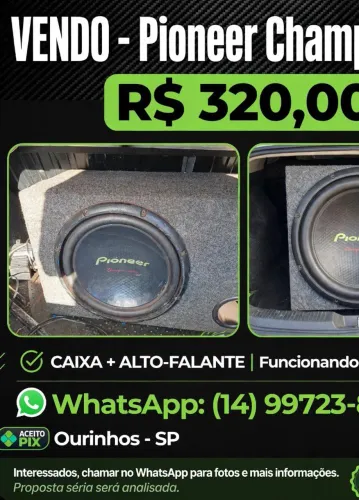 Subwoofer Pioneer Champion 12" + Caixa Dutada - R$ 320 - Ourinhos