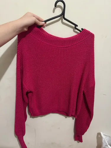Blusa de frio crochê rosa nova