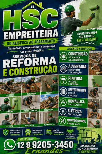 Trabalho de reforma e construção do alicerce ao acabamento..