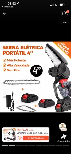 Mini Moto Serra Com Alça, Elétrica A Bateria Lítio 24v Bivolt Portátil Corta Tudo Premium